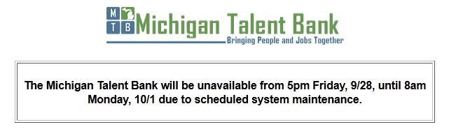 Michigan talent bank job seekers page