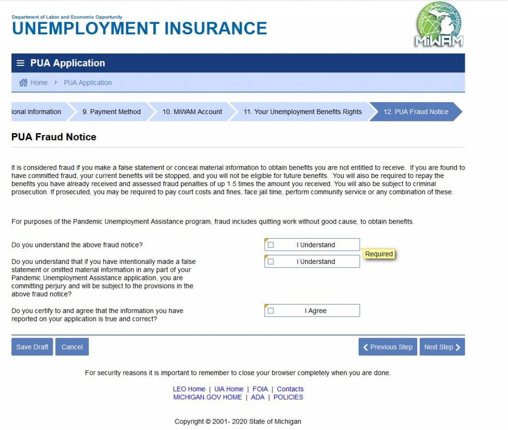 Step by step instructions for filing for unemployment in Michigan if you are self employed