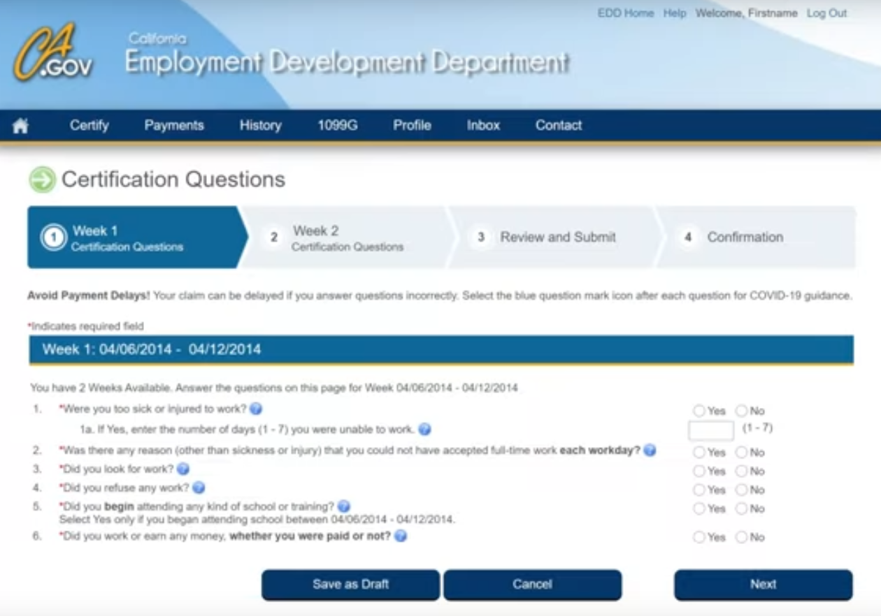 California EDD Claim Form Help for Continued Unemployment Benefit ...